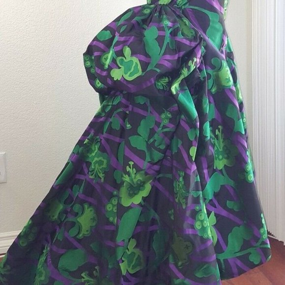 ◇$6,000 OSCAR DE LA RENTA ADOREABLE SILK GREEN FLORAL RUNW DRESS GOWN 6 - Picture 8 of 16